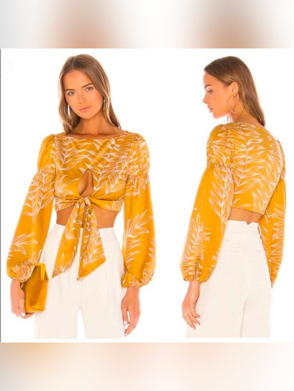 Camila Coelho marcia top yellow and white satin top size small NWT